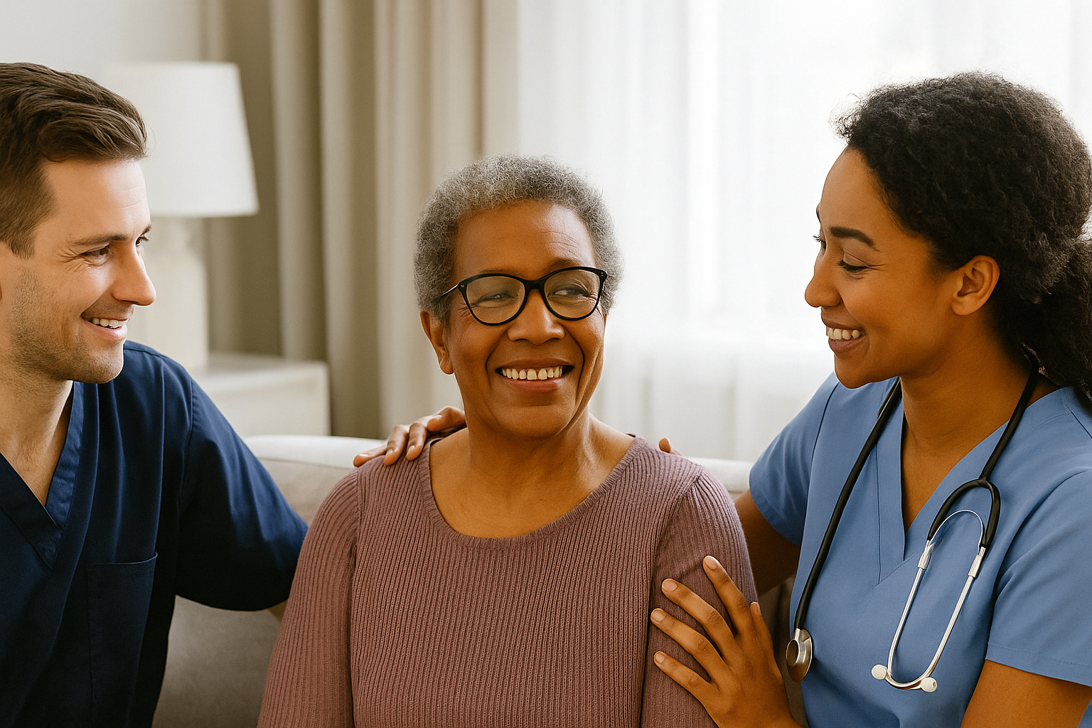 Caregiver team smiling together